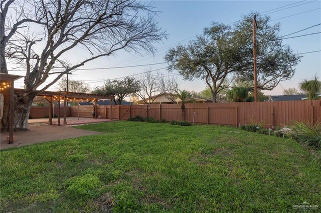 yard at dusk with a patio