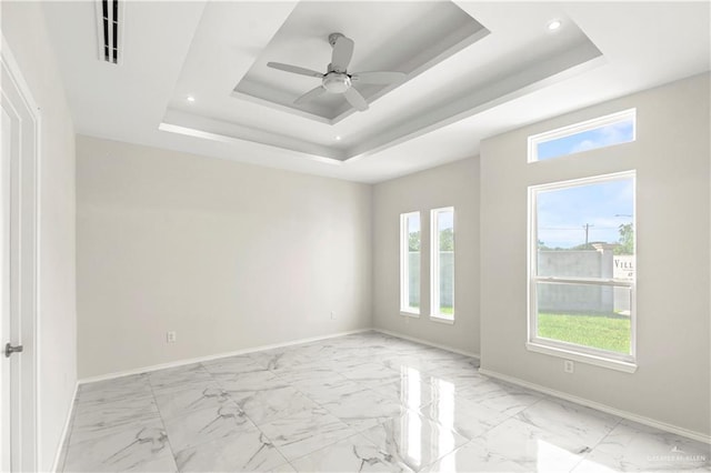 4313 Xenops Ave, Mcallen, TX 78504 - unfurnished room with baseboards, plenty of natural light, light marble finish floors, and recessed lighting