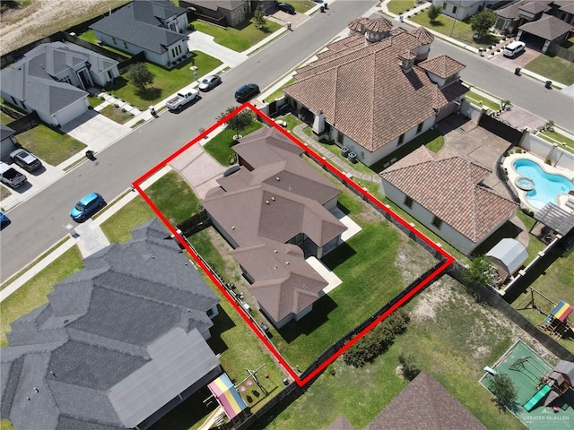 3705 Joycee Dr, Mission, TX 78572 - aerial perspective of suburban area with property boundaries highlighted