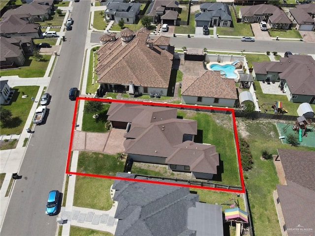 3705 Joycee Dr, Mission, TX 78572 - aerial perspective of suburban area featuring property boundaries highlighted