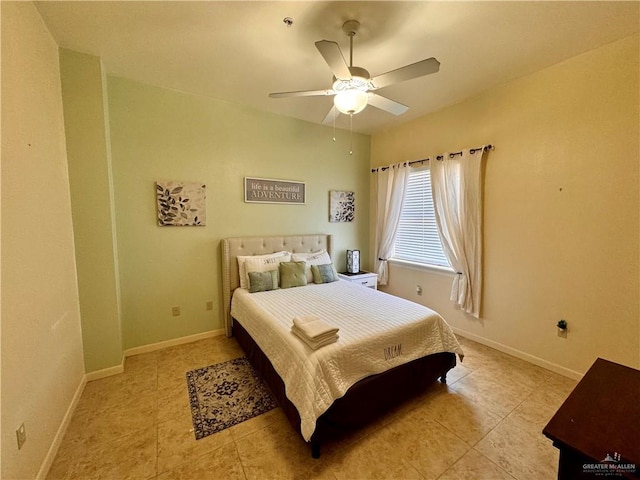 bedroom featuring ceiling fan