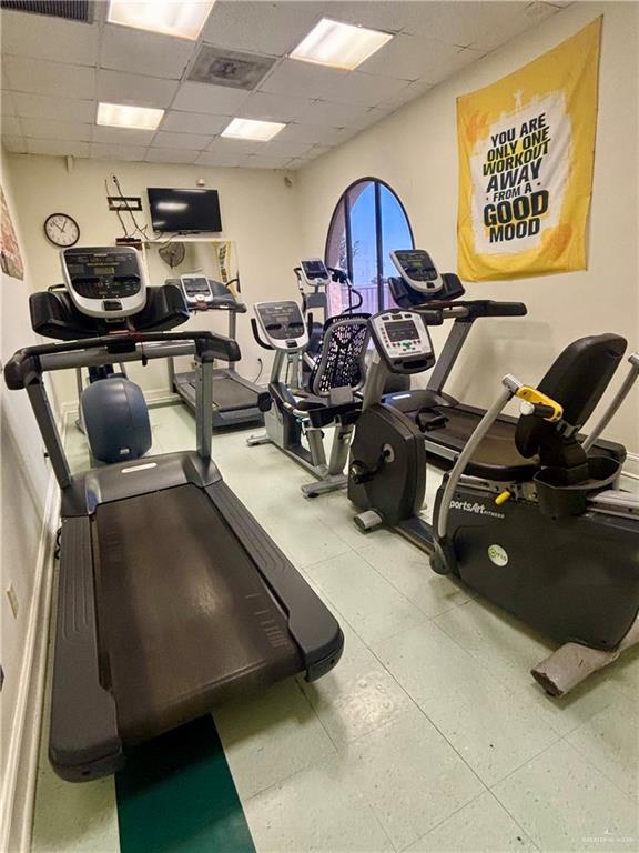 572 Sand Dollar Dr, Port Isabel, TX 78578 - gym featuring a drop ceiling