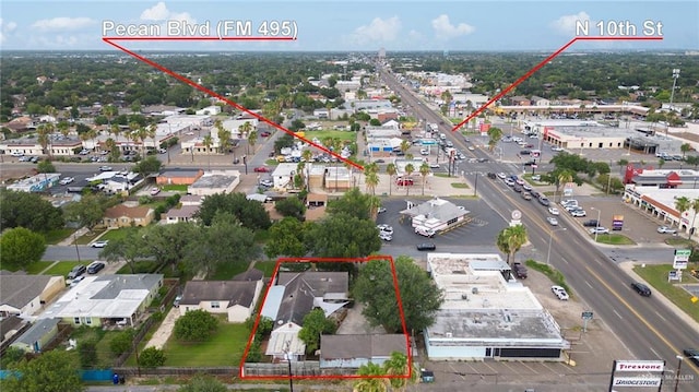 1011 W Orange St, Mcallen, TX 78501 - aerial view of property and surrounding area featuring property boundaries highlighted