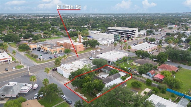 1011 W Orange St, Mcallen, TX 78501 - aerial view of property and surrounding area featuring property boundaries highlighted