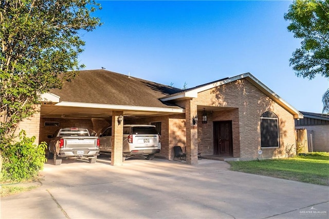 ranch-style home with a carport