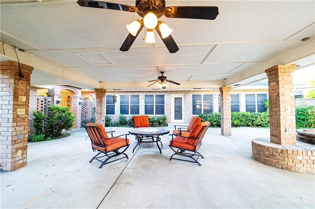 view of patio / terrace with ceiling fan