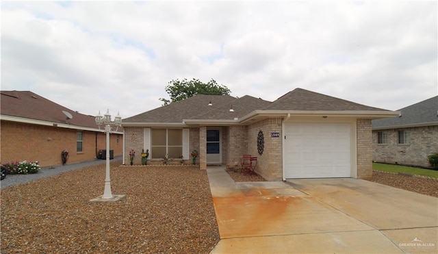 single story home with a garage