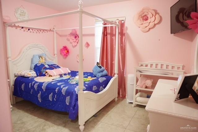 bedroom with tile patterned flooring