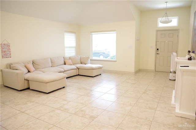 view of tiled living room