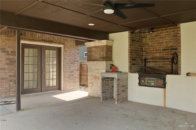 425 E Nebraska Rd, Alamo, TX 78516 - view of patio with french doors, a ceiling fan, and exterior kitchen