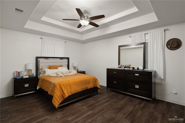 425 E Nebraska Rd, Alamo, TX 78516 - bedroom with a raised ceiling, wood finished floors, and a ceiling fan