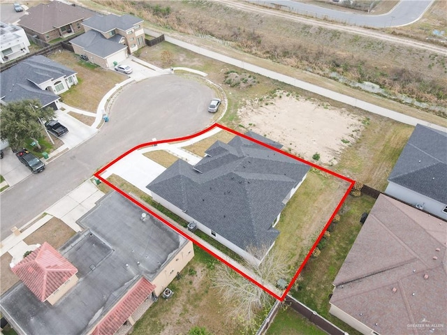 503 Purple Bugambilia, Pharr, TX 78577 - aerial view of residential area with property boundaries highlighted