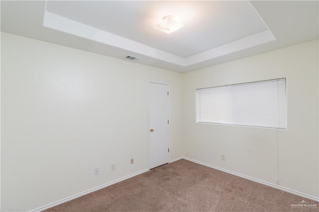 1610 E Yary Dr, Edinburg, TX 78542 - empty room with baseboards, visible vents, carpet, and a tray ceiling