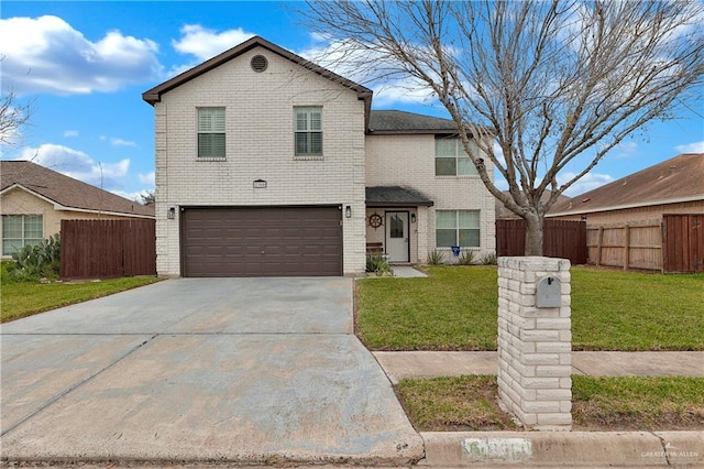 front of property featuring a front yard and a garage