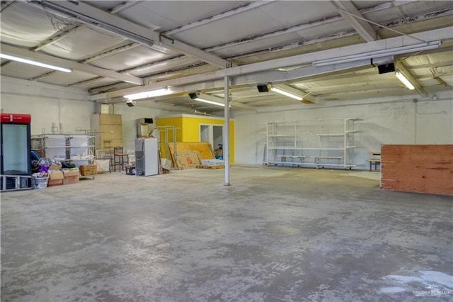 garage with heating unit and a garage door opener