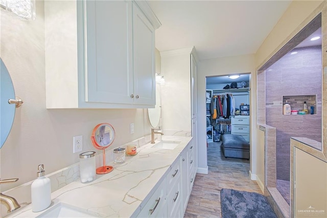 bathroom featuring hardwood / wood-style floors and vanity