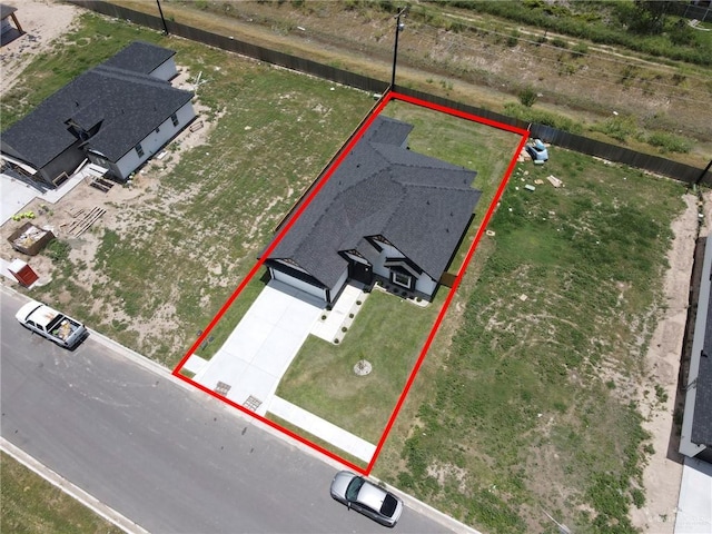2313 Blue Sky Dr, Weslaco, TX 78599 - aerial view of property and surrounding area featuring property parcel outlined