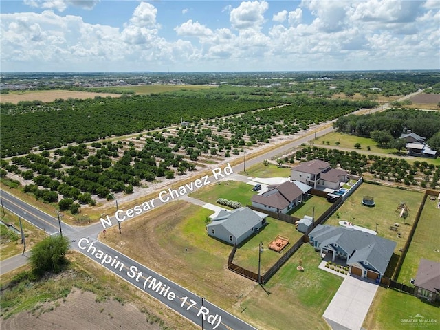 bird's eye view featuring a rural view