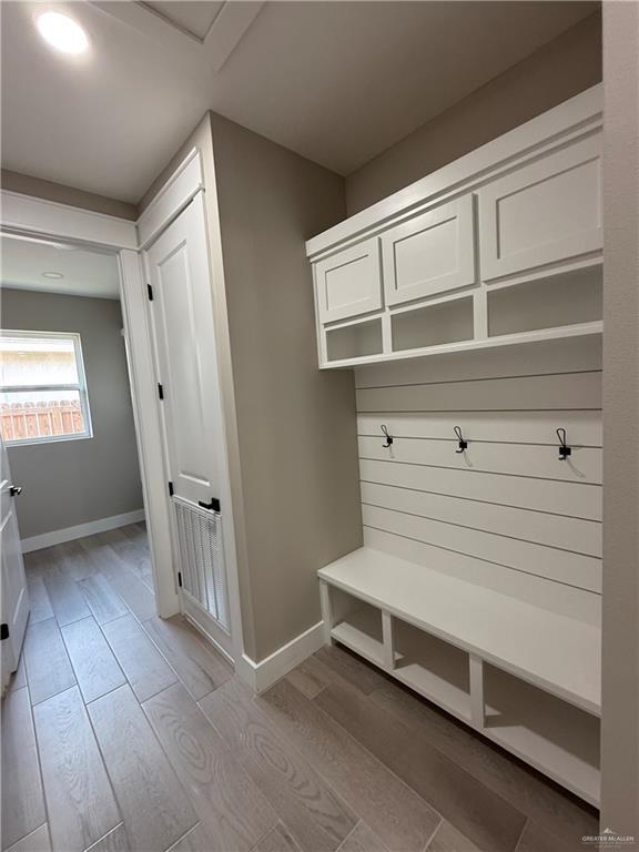 mudroom featuring light wood-type flooring