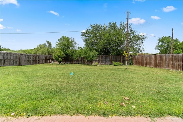 view of yard with a fenced backyard
