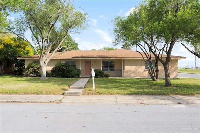 ranch-style house featuring a front yard