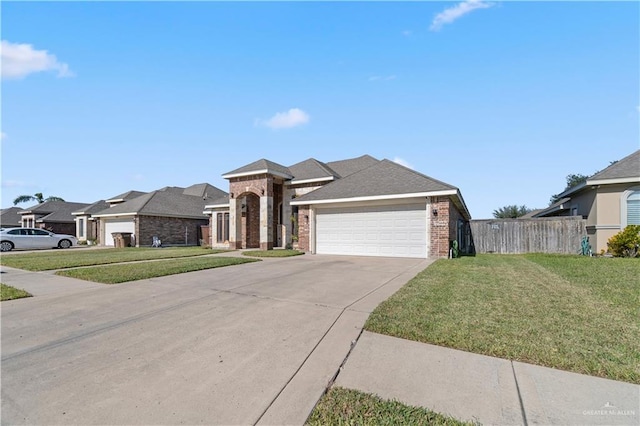 view of front facade with a garage and a front yard