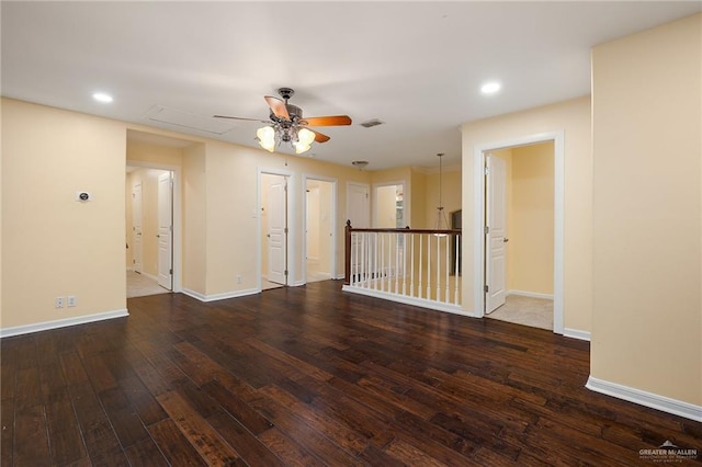 4012 Toronto Ave, Mcallen, TX 78503 - spare room featuring hardwood / wood-style floors, baseboards, recessed lighting, and a ceiling fan