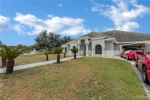 view of front facade featuring a front lawn