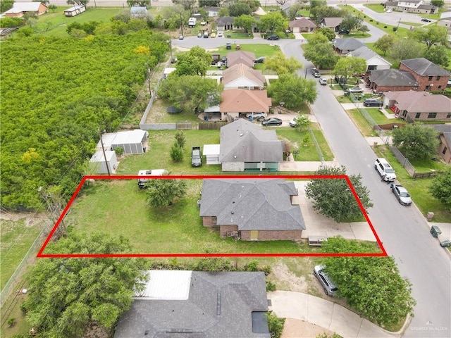 aerial view with a residential view
