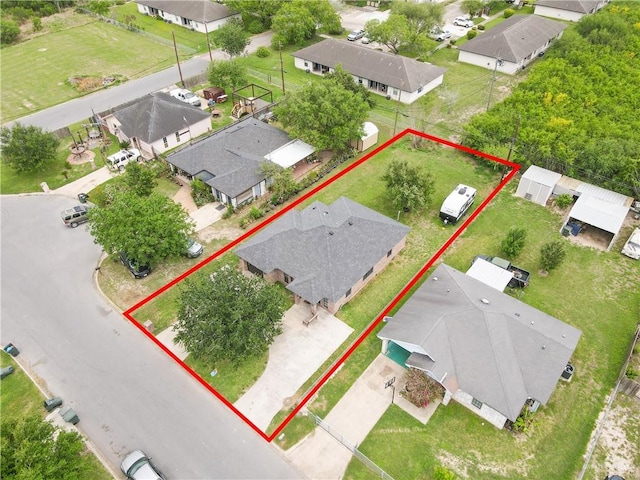 aerial view featuring a residential view
