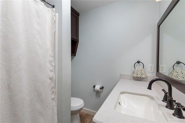 1409 Pine Ct, Harlingen, TX 78550 - bathroom with vanity, wood finished floors, and curtained shower
