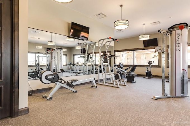 gym with carpet floors