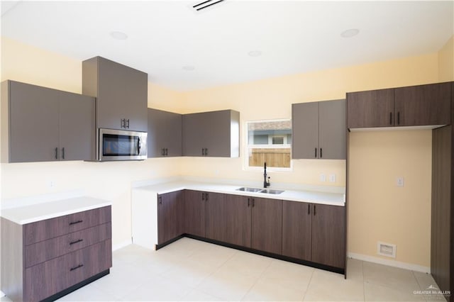 kitchen with dark brown cabinets and sink