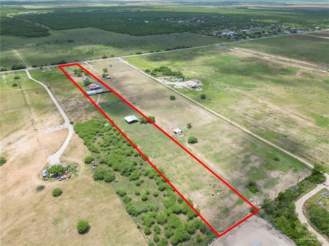 aerial view featuring a rural view