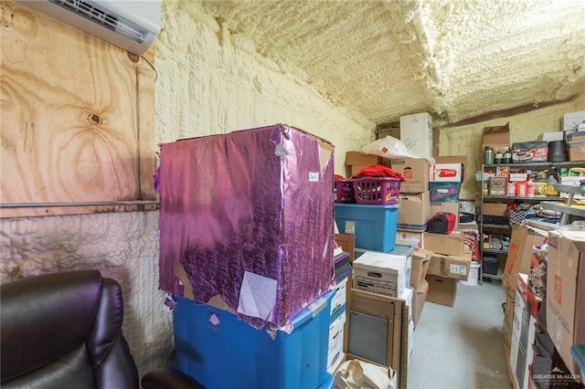 storage area featuring an AC wall unit