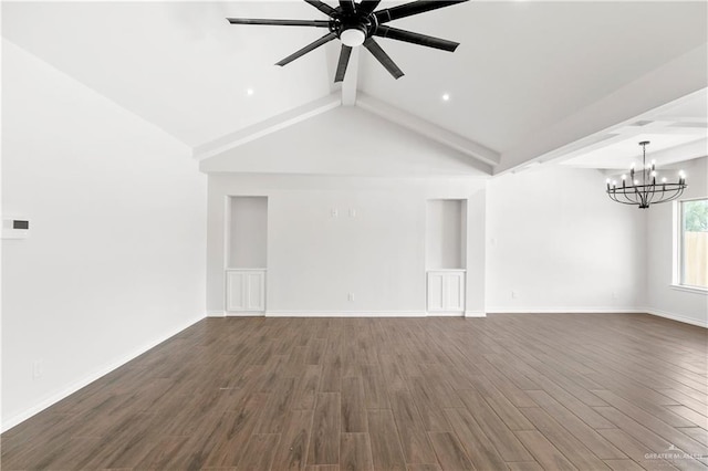 4216 Xenops Ave, Mcallen, TX 78504 - unfurnished room with a chandelier, ceiling fan, dark wood-style flooring, and baseboards