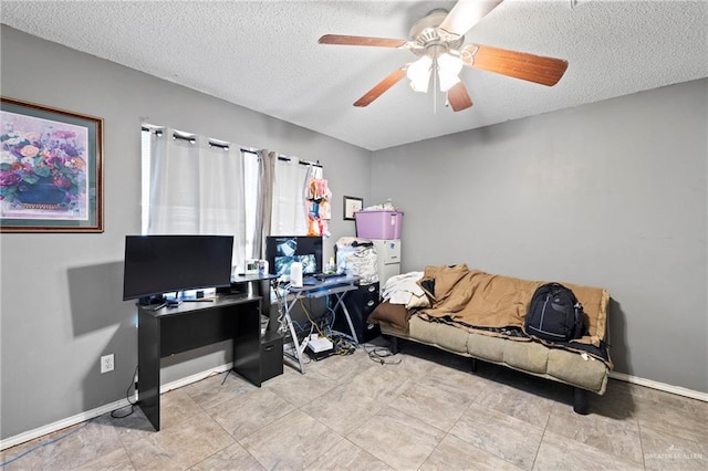 1729 W Jefferson St, Weslaco, TX 78599 - office with a textured ceiling and ceiling fan