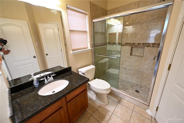 2316 Fairmont Ave, Mcallen, TX 78504 - bathroom featuring vanity, a stall shower, and tile patterned floors