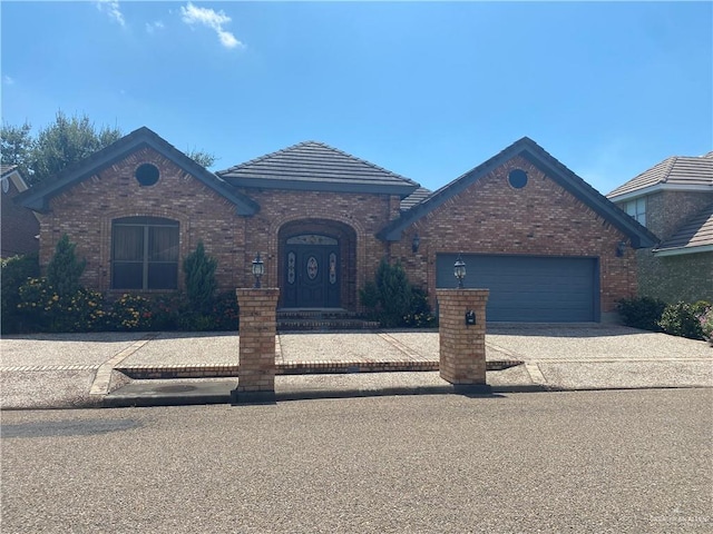 view of front of house with a garage