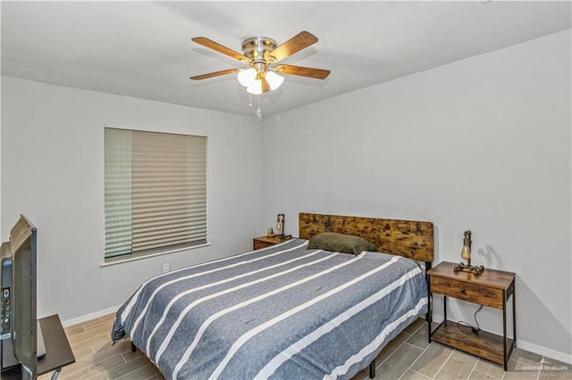 bedroom featuring ceiling fan