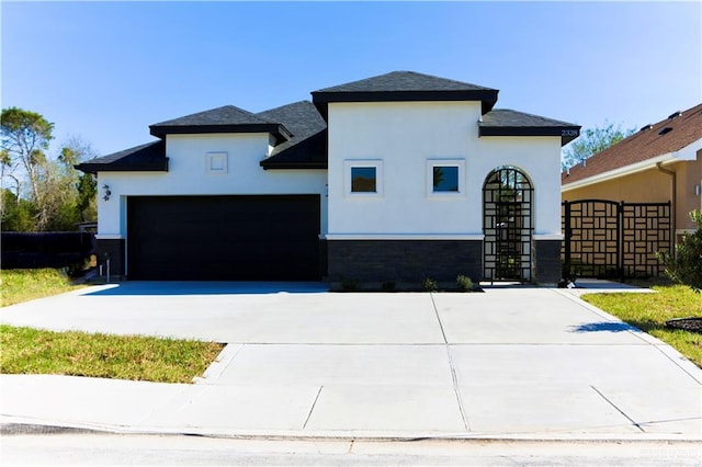 view of side of property with a garage