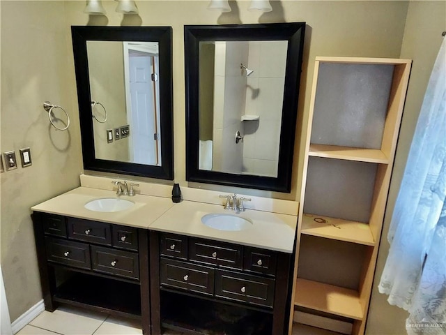 bathroom featuring vanity and tile patterned floors