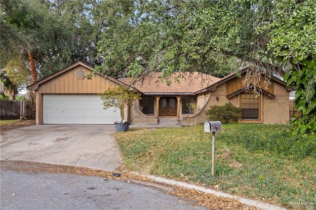 single story home with a garage