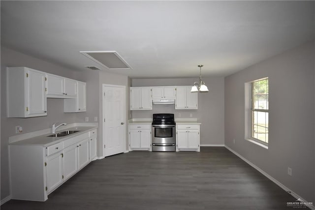 2816 N 40th St, Mcallen, TX 78501 - kitchen with stainless steel range with electric cooktop, a sink, under cabinet range hood, and light countertops