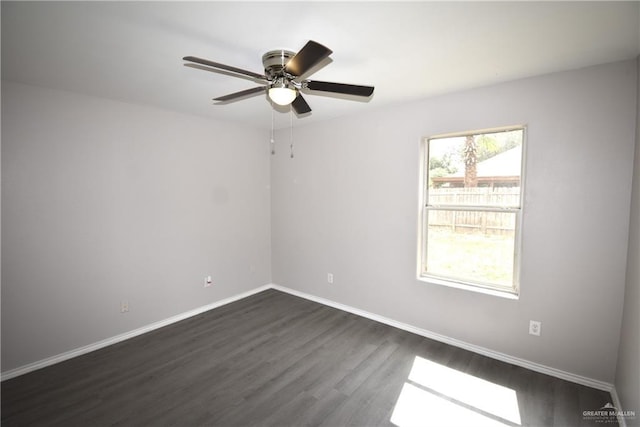 2816 N 40th St, Mcallen, TX 78501 - empty room with dark wood-style floors, a ceiling fan, and baseboards