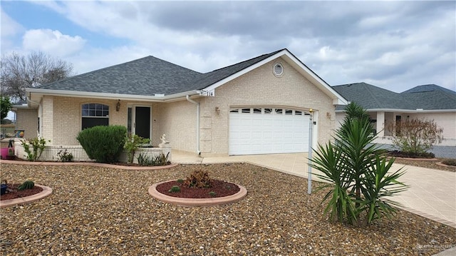 single story home with a garage