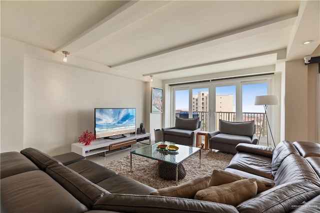 6300 Padre Blvd Unit 901, South Padre Island, TX 78597 - living area with beam ceiling