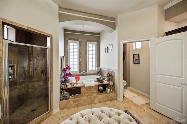 1901 Pecos St, Mission, TX 78572 - full bathroom with a garden tub, a stall shower, and tile patterned flooring