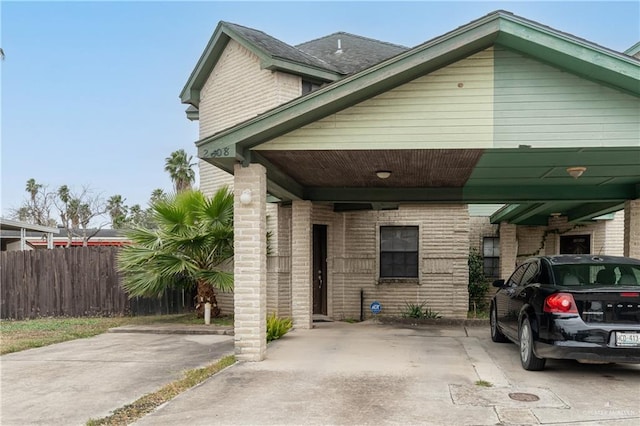 view of front of house featuring a carport