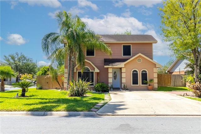 2901 La Vista Ave, Mcallen, TX 78501 - view of front of home with a front yard, stucco siding, and fence